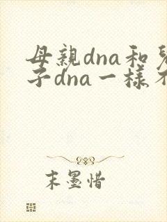 母亲dna和儿子dna一样不封面