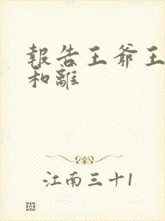 报告王爷王妃要和离