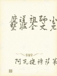 魔道祖师小说完整版全文免费阅读