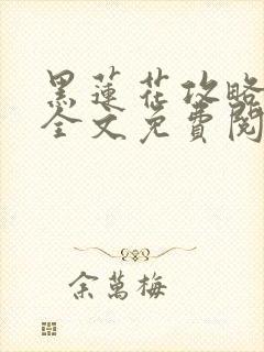 黑莲花攻略手册全文免费阅读封面