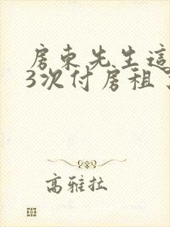 房东先生这是第3次付房租了封面