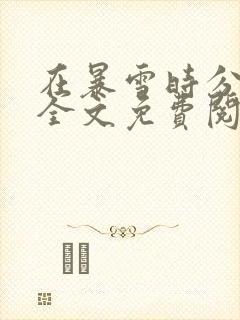 在暴雪时分小说全文免费阅读