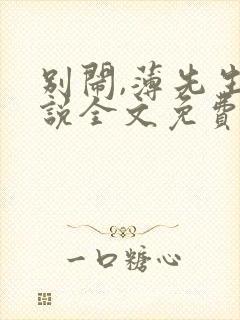 别闹,薄先生小说全文免费阅读