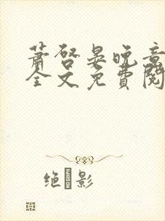 萧启晏晚意小说全文免费阅读