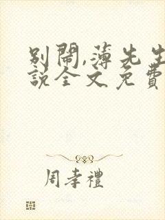 别闹,薄先生小说全文免费阅读封面