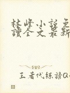 林峰小说免费阅读全文最新章节