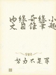 内缘奇缘小说全文目录笔趣阁封面