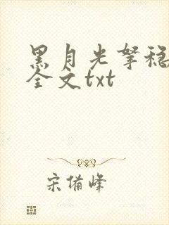 黑月光拿稳小说全文txt