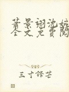 萧景翊沈婉小说全文免费阅读