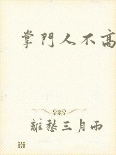 掌门人不高兴封面