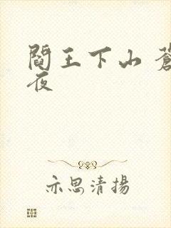 阎王下山 苍月夜封面