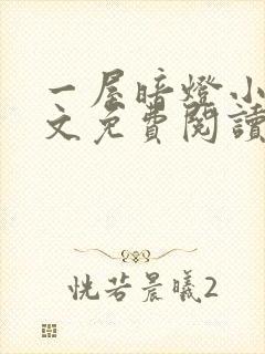 一屋暗灯小说全文免费阅读封面