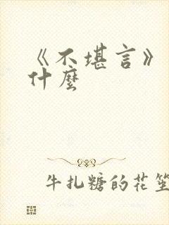 《不堪言》讲的什么