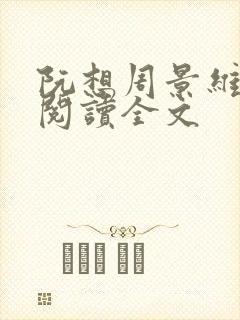 阮想周景维免费阅读全文