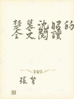 楚慕沈昭的小说全文阅读