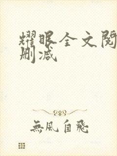 耀眼全文阅读无删减封面