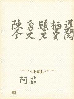 陈鸢顾栖迟小说全文免费阅读封面