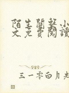 陌生关系小说全文免费阅读笔趣阁