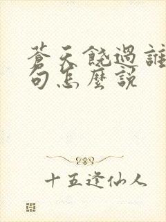 苍天饶过谁上一句怎么说封面