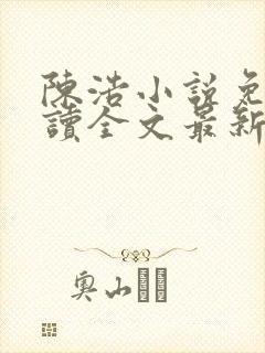 陈浩小说免费阅读全文最新封面