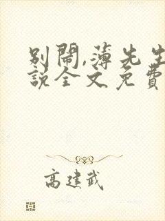 别闹,薄先生小说全文免费阅读