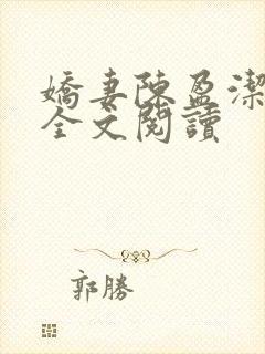 娇妻陈盈洁小说全文阅读