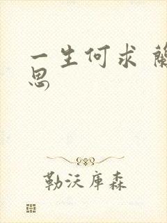 一生何求 兰思思封面