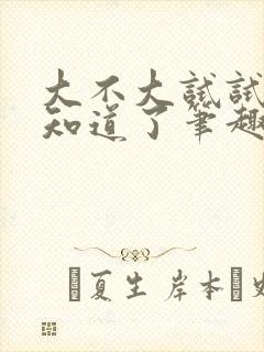 大不大试试不就知道了笔趣阁封面