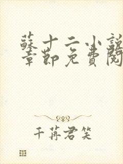 苏十二小说最新章节免费阅读下载封面