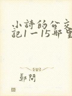 小诗的公交车日记1一15哪里能看封面