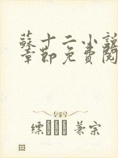 苏十二小说最新章节免费阅读全文