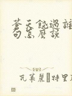 苍天饶过谁上一句怎么说封面