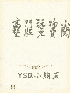 高门玩物小说完整版免费阅读