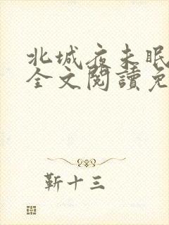 北城夜未眠小说全文阅读免费封面