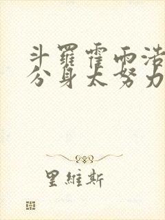 斗罗霍雨浩我的分身太努力