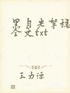 黑月光拿稳小说全文txt