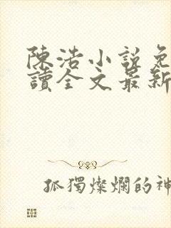 陈浩小说免费阅读全文最新封面