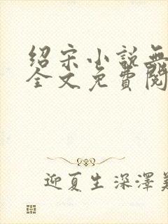 绍宋小说无弹窗全文免费阅读封面