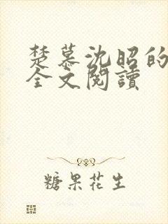 楚慕沈昭的小说全文阅读