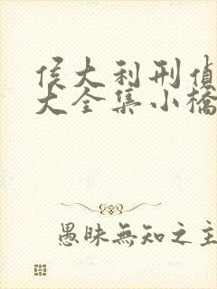 侯大利刑侦笔记大全集小桥老树完整版txt