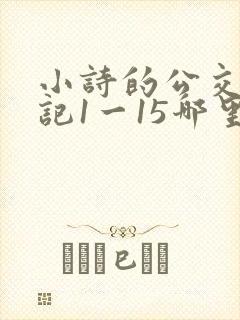 小诗的公交车日记1一15哪里能看