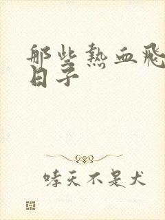 那些热血飞扬的日子