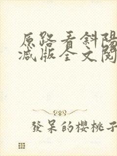 原路看斜阳未删减版全文阅读封面