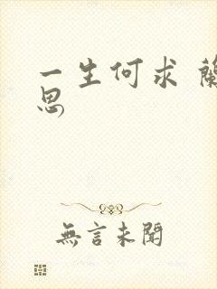 一生何求 兰思思封面