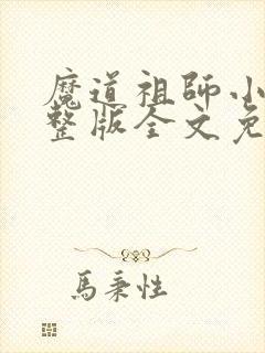 魔道祖师小说完整版全文免费阅读