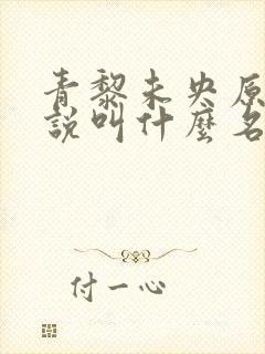 青黎未央原著小说叫什么名字