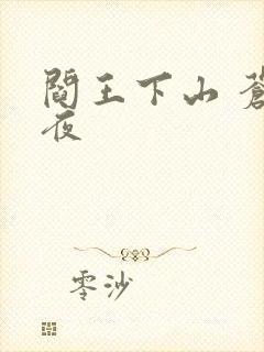 阎王下山 苍月夜封面