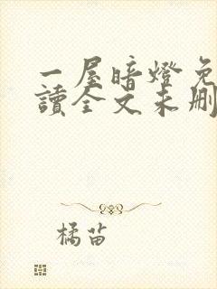 一屋暗灯免费阅读全文未删减