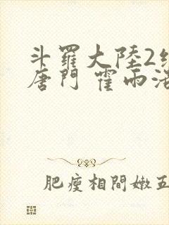 斗罗大陆2绝世唐门 霍雨浩封面