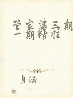 管家婆三期必开一期精准